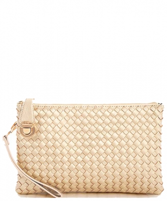 Fashion Woven Clutch Crossbody Bag WU042 RGOLD